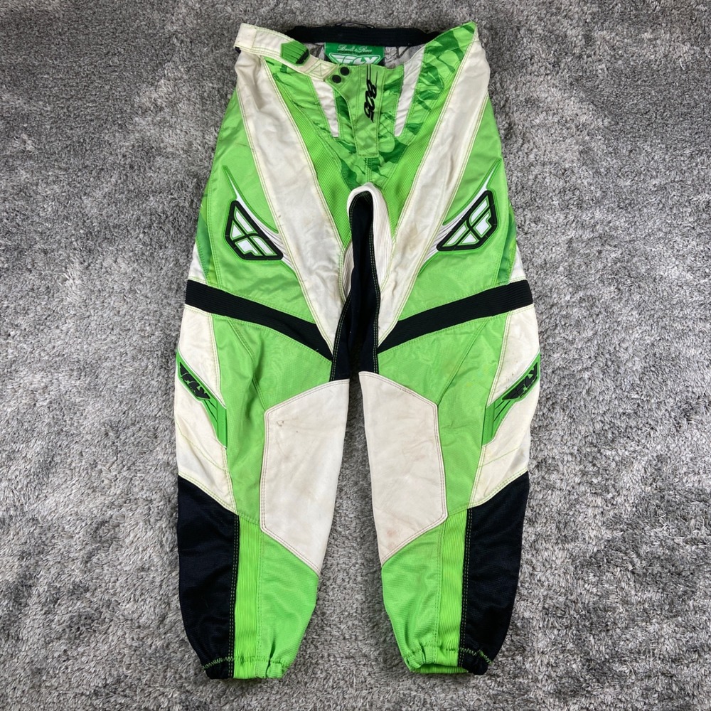 Fly Racing 805 Race Pant Mens 32x27 Green White Motocross BMX Dirt Bike Gear